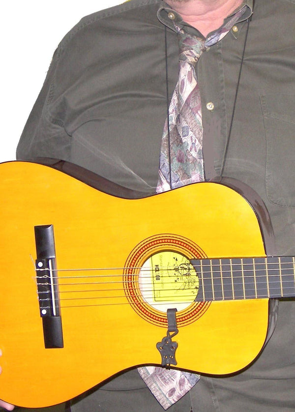 Classical Guitar, Mariachi or Ukulele Strap with Adjustable Length Neck Loop and No-Mar J Hook Mariachi Black Nylon