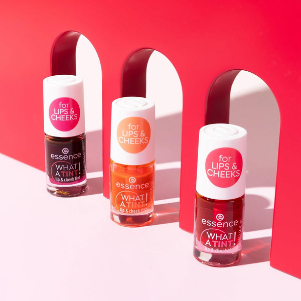 essence What a Tint! Lip & Cheek Stain (01 | Kiss from a Rose) | 2-in-1 Long-Lasting, Buildable, Non-Sticky, Transfer-Proof, Liquid Blush; Vegan &
