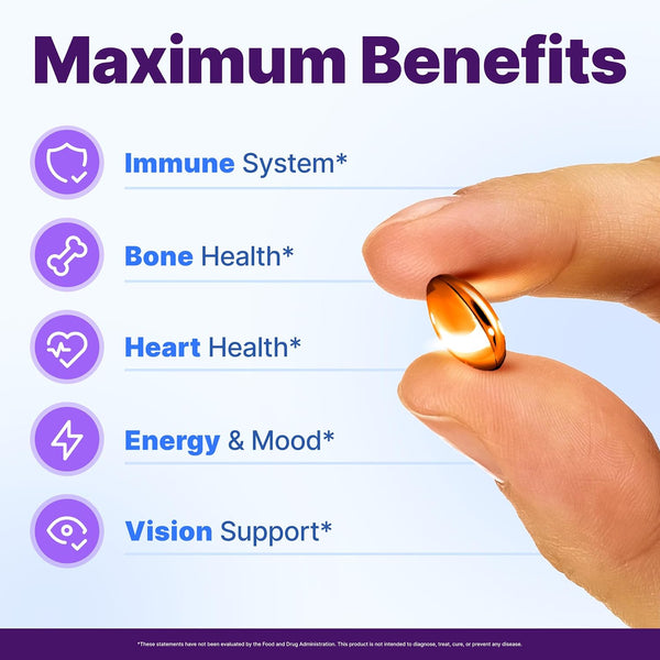 InnovixLabs Vitamin D3 K2-5000 IU Vitamin D3 Plus 600 mcg Vitamin K2 MK4 and MK7 for Max Calcium Absorption, Supports Bone, Immune, Heart Health,