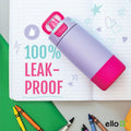 Ello Kids Colby 12oz Stainless Steel Insulated Water Bottle with Straw and Built-In Silicone Coaster Carrying Handle and Leak-Proof Locking Lid