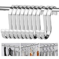10 Pack Flat S Hooks - Stainless Steel Heavy Duty 3inch S Hooks for Hanging pots, Pans, Plants, Coffee Mugs, Towels in Kitchen and Bathroom, Coat,
