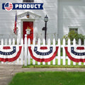 2x4 Ft American Pleated Fan Flag USA Bunting 4th of July Flags Decor Outside Porch Garden Banner Embroidered Patriotic Stars & Sewn Stripes Canvas
