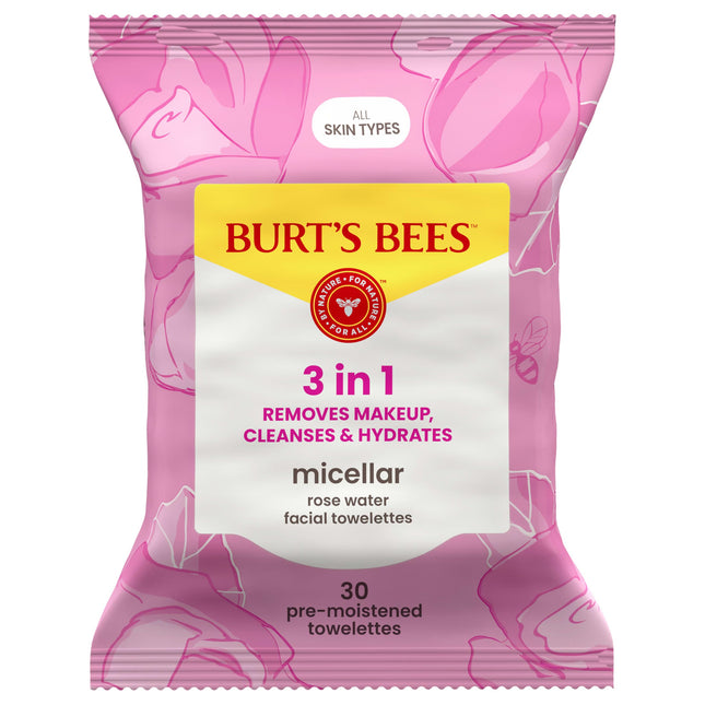 Burt'S Bees, Rose Water Face Wipes, for All Skin Types, Hydrating Micellar Makeu