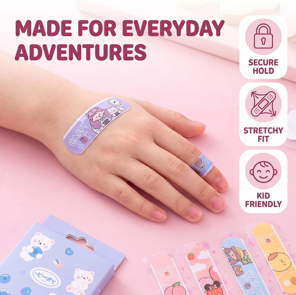 20 Pcs/Box Adhesive Bandages, Random Color Waterproof Band Aid, Cute Kids Bandages, Elastic Sticker,Cartoon Aid Patches Random Styles Adhesive