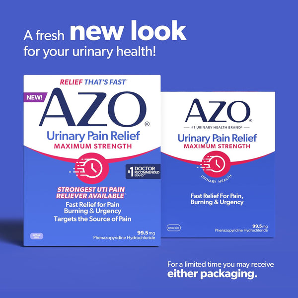 Azo, Urinary Pain Relief Maximum Strength, Fast relief of Uti Pain, Burning and Urgency, Targets Source of Pain, #1 Most Trusted Brand, 24 Count