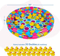 Gamie Duck Pond Matching Carnival Game for Kids, 36" x 6" Inflatable Pool & 20 Plastic Ducks with Numbers, Water Outdoor Game for Kids, Fun Memory