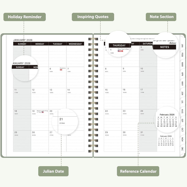 Planner 2025-2026, Weekly and Monthly Calendar Academic Planner (July 2025 - June 2026), Hardcover Teacher School Student Agenda with Tabs, Ideal