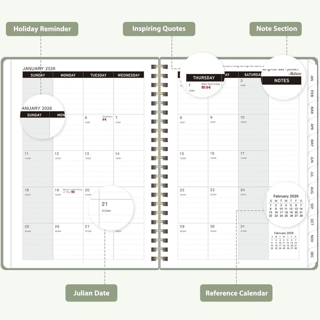 Planner 2025-2026, Weekly and Monthly Calendar Academic Planner (July 2025 - Jun