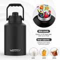 WATERSY 1 Gallon Water Bottle Insulated(Cold for 48 Hrs),BPA Free&Leak Proof,128oz Stainless Steel Water Jug with Handle for