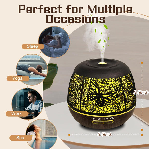 Essential Oil Diffuser for Bedroom 400ml,Diffusers for Home with R/C,Cool Mist Humidifier Large Room,Ultrasonic Scent Diffuser Waterless Auto