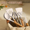 Umite Chef Kitchen Cooking Utensils Set, 33 pcs Non-Stick Silicone Cooking Kitchen Utensils Spatula Set with Holder, Wooden Handle Silicone