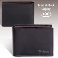 Travelambo Leather Wallet for Men, Slim Minimalist RFID Credit Card Holder Crazy Horse Coffee
