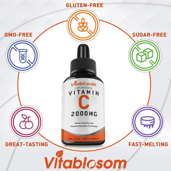 Liposomal Vitamin C 2000Mg Liquid for Adults, High Absorption VIT C, Maximize Vitamin C, for Immune System & Antioxidant, 60ML (2 Bottles)