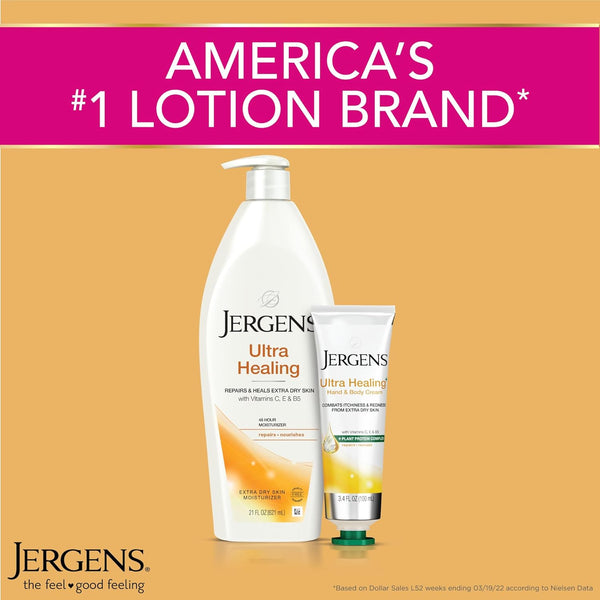 Jergens Ultra Healing Dry Skin Lotion, Hand and Body Moisturizer for Quick Absorption into Extra Dry Skin with Hydralucence Blend, Vitamins C, E