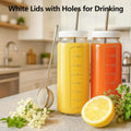 Ruckae 16oz 10 Pack Juice Bottles, Glass Bottles with Lids, Smoothie Cup Lids and Straws, Water Bottle Mason Jar Drinking Glasses for Juicing,
