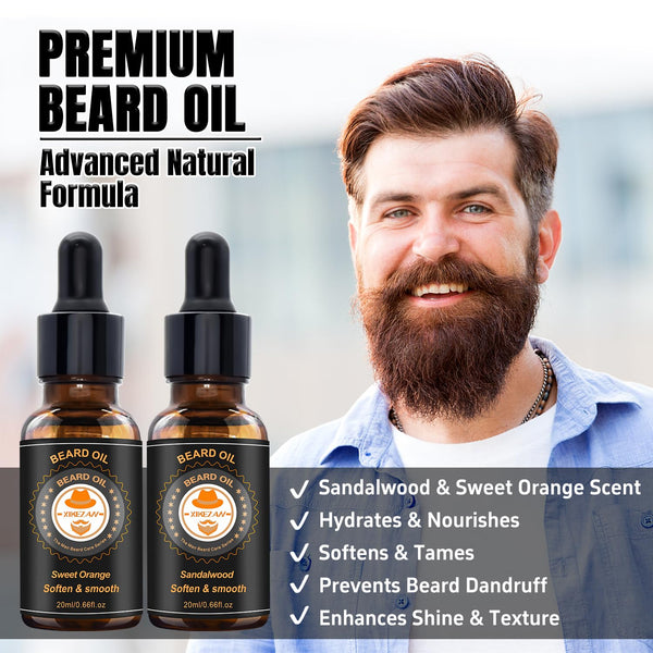 XIKEZAN Fathers Day Dad Gifts,Beard Kit for Men Grooming & Care W/Beard Conditioner, Wash, Oil, Balm, Brush,Birthday Valentines Gifts for Men Him