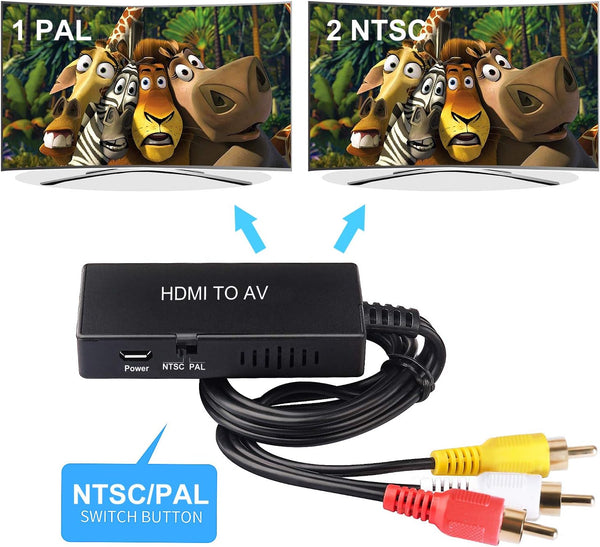 HDMI to RCA, HDMI to Older TV Adapter Compatible for Fire Stick, Roku, Apple TV, Xiaomi Mi Box, Android TV Box, DVD, Blu-ray Player ect.（HDMI to
