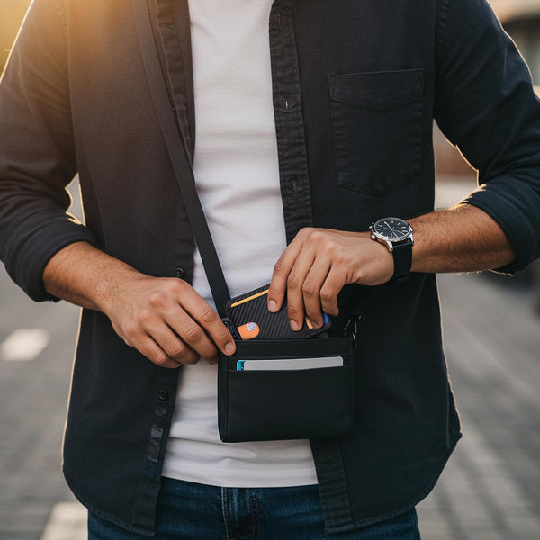 Buffway Slim Minimalist Front Pocket RFID Blocking Leather Wallets for Men and Women - Carbon Fiber Black Small Carbon Fiber Black