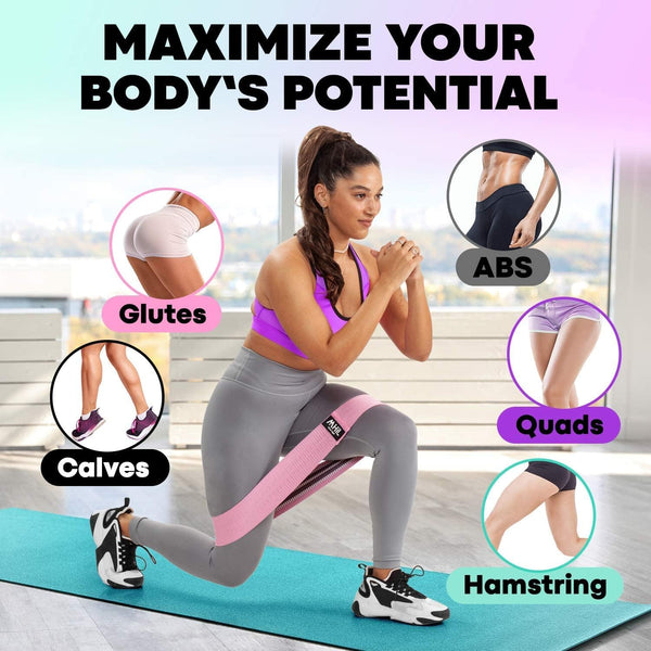 Fabric Resistance Bands for Women & Men – 4 Durable Exercise Bands for Working Out, Non-Slip & Non-Pinching Workout Bands – Multiple Resistance