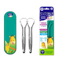 GuruNanda Kids Tongue Scraper (2-Pack) with Travel Case, Stainless Steel, Aids in Fresh Breath - Travel-Friendly Tongue Cleaner