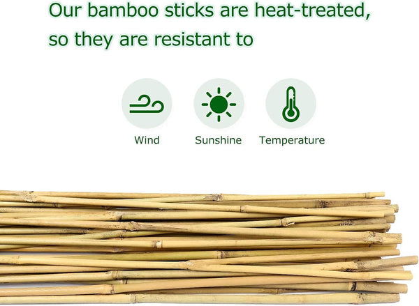 Cambaverd Bamboo Stakes 4ft Natural Plant Stakes for Tomatoes, Beans, Climbing Plants Support - 25 Pack Bamboo Sticks for Plants 4 FT-25PACK