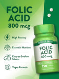 Nature's Truth Folic Acid | 800 mcg | 250 Tablets | Vegan, Non-GMO & Gluten Free Supplement 1 Count (Pack of 250)