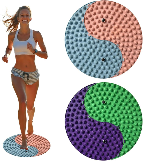 Yinyang Balance Foot Massage Mat 2 Pack, Tai Ji Bagua Pattern with Magnetic Therapy, Custom Color Acupressure Reflexology Mat for Daily