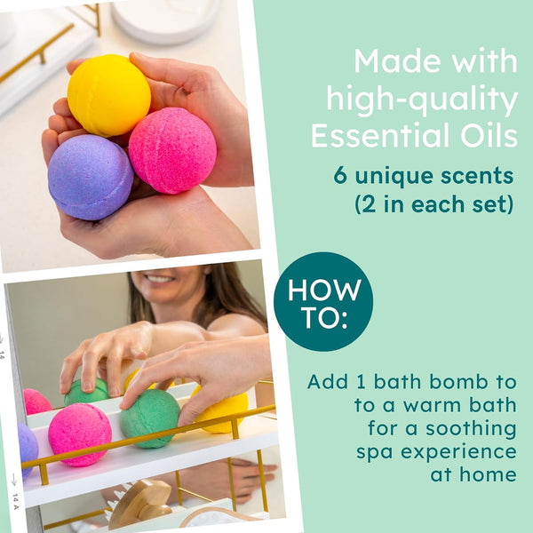 Anovina Natural Bath Bomb Gift Set for Women – Clean Luxury Bathbombs with Essential Oils – Non-Toxic Organic Bath Bombs for Relaxation – All