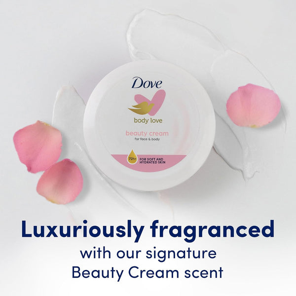 Dove Nourishing Body Care, Face, Hand, and Body Beauty Cream for Normal to Dry Skin Lotion for Women with 24-Hour Moisturization, 4-Pack, 2.53 Oz