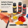 TMOL Acrylic Paint Set, 24 Colors (2 oz/Bottle) with 12 Art Brushes, Art Supplies for Painting Canvas, Wood, Ceramic & Fabric, Rich Pigments