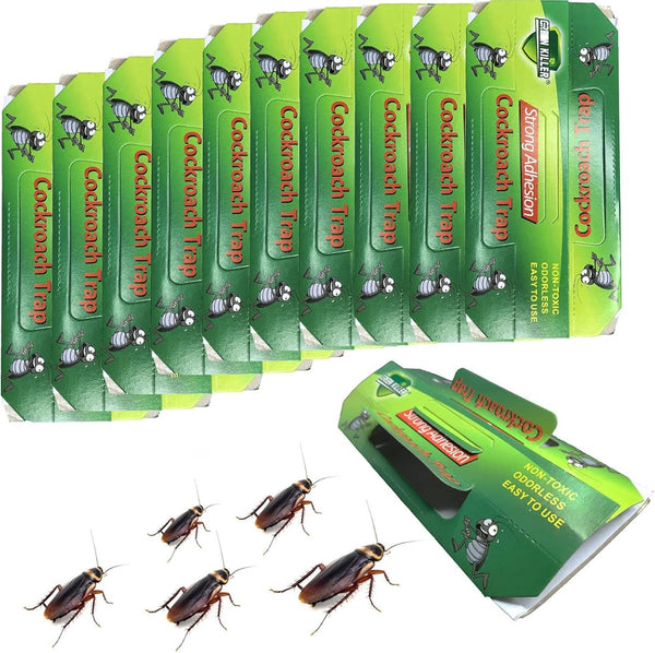 Cockroach Trap Roach Killer Indoor Home Non-Toxic Sticky Bug Glue Trap for Roach, Ants, Spiders, Bugs, Beetles, Crickets (10 Pack)