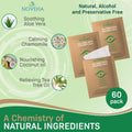 NOVEHA Tea Tree & Coconut Oil Eyelid & Lash Wipes | for Demodex, Blepharitis & Itchy Eyes, Box of 60 Individually Wrapped Eyelash Wipes with Aloe