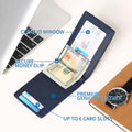 FALAN MULE Wallets for Men RFID Blocking Genuine Leather Bifold Minimalist Front Pocket Mens Wallet Dark Blue