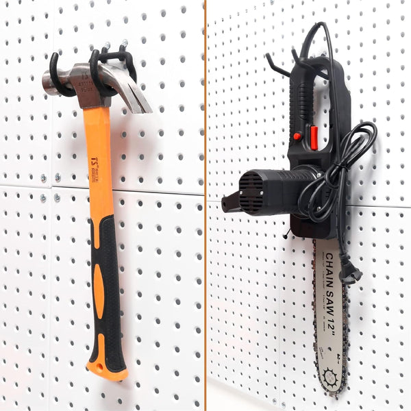 HUHOLE 10-Pack Heavy Duty Pegboard Hooks for Power Tools & Garage Organization, Vinyl-Coated Steel Drill Holders & Utility Hangers, Fits Standard