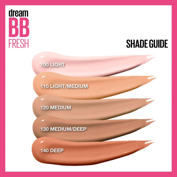 Maybelline Dream Fresh Skin Hydrating BB Cream, 8-In-1 Skin Perfecting Beauty Balm with Broad Spectrum SPF 30, Sheer Tint Coverage, Oil-Free,