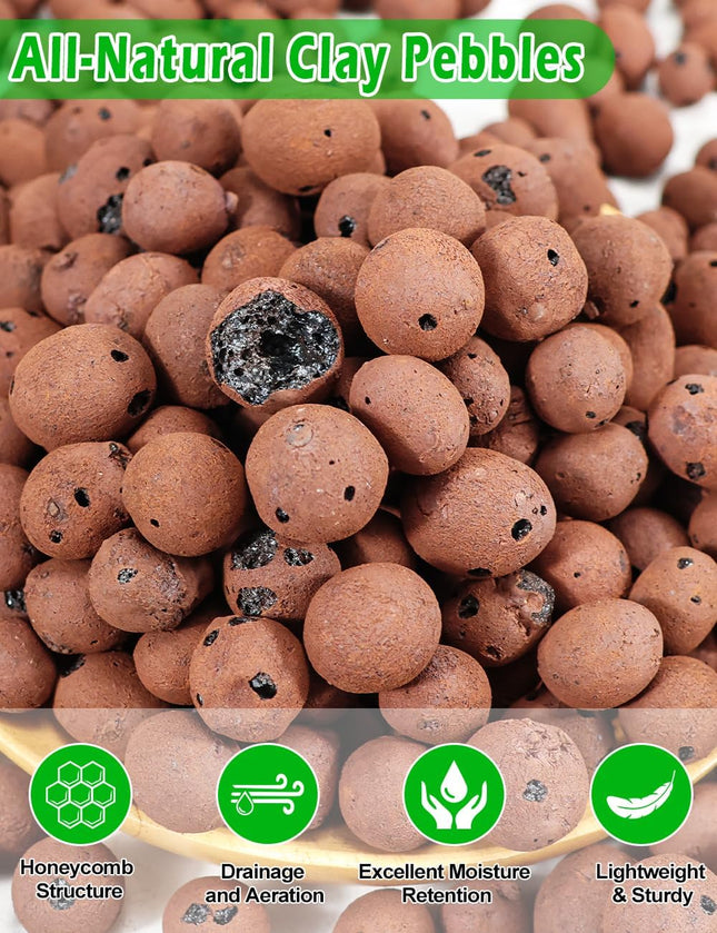 TOYPOPOR Leca Clay Pebbles for Plants, (3 Quarts) Leca Balls, Lightweight Clay Ball, Potting Mix, Grow Media Used for Dr