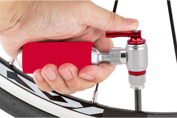 CO2 Bike Tire Inflator, Quick & Easy Presta and Schrader Valve Compatible Bicycle Pump for Road and Mountain Bikes Include Sleeve and No CO2