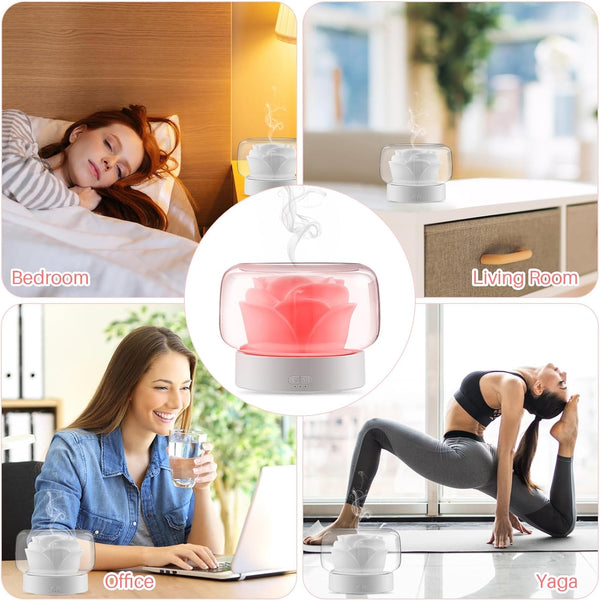 Essential Oil Diffuser Humidifier 2-in-1 Cool Mist Aromatherapy Diffuser with 7 Colors Night Lights Waterless Auto-Off Humidifier for Home Bedroom