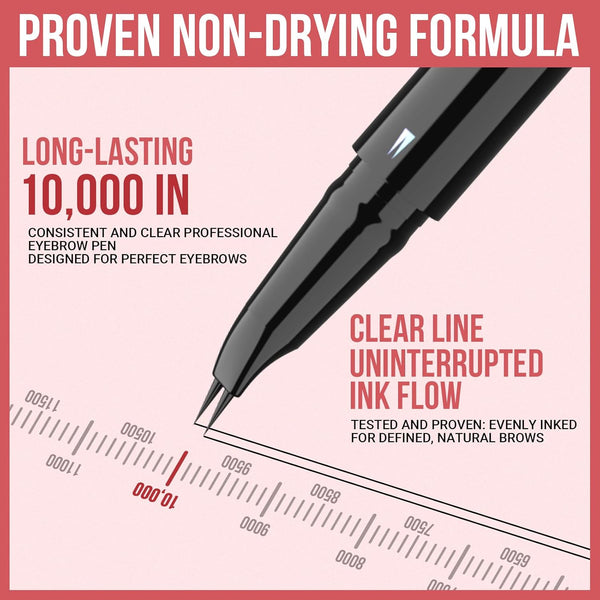 Imethod Curved Eyebrow Pen - Eyebrow Pencil, Brow Pencil 2-In-1 Dual-Ended Microblading Eyebrow Pen with Micro-Fork-Tip and Precise Brush-Tip