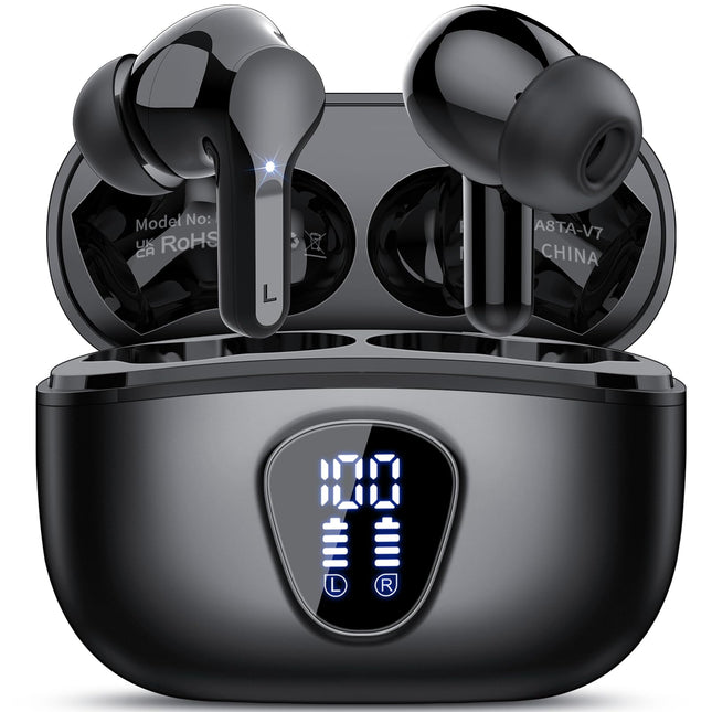 Wireless Earbuds, Bluetooth 5.4 Headphones Hifi Stereo, Bluetooth Earbuds with ENC Noise Cancelling Mic, IP7 Waterproof 