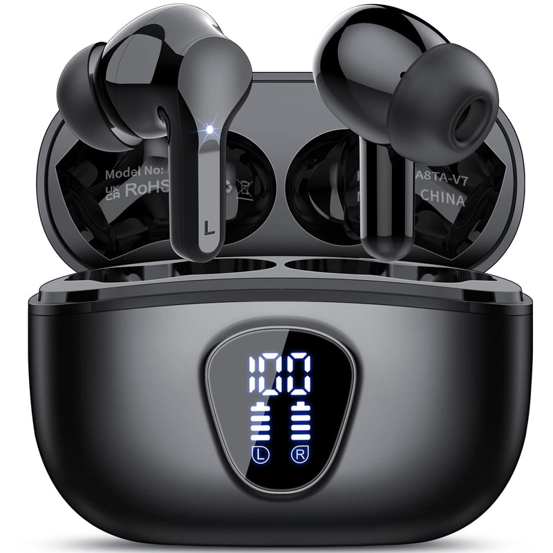 Wireless Earbuds, Bluetooth 5.4 Headphones Hifi Stereo, Bluetooth Earbuds with ENC Noise Cancelling Mic, IP7 Waterproof in Ear Earphones, 48H, LED