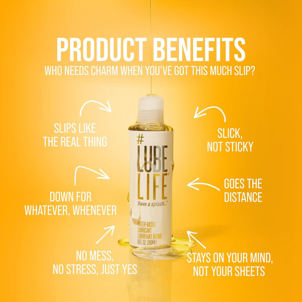 Lube Life Water-Based Personal Lubricant, Lube for Men, Women and Couples, Non-Staining, 8 Fl Oz