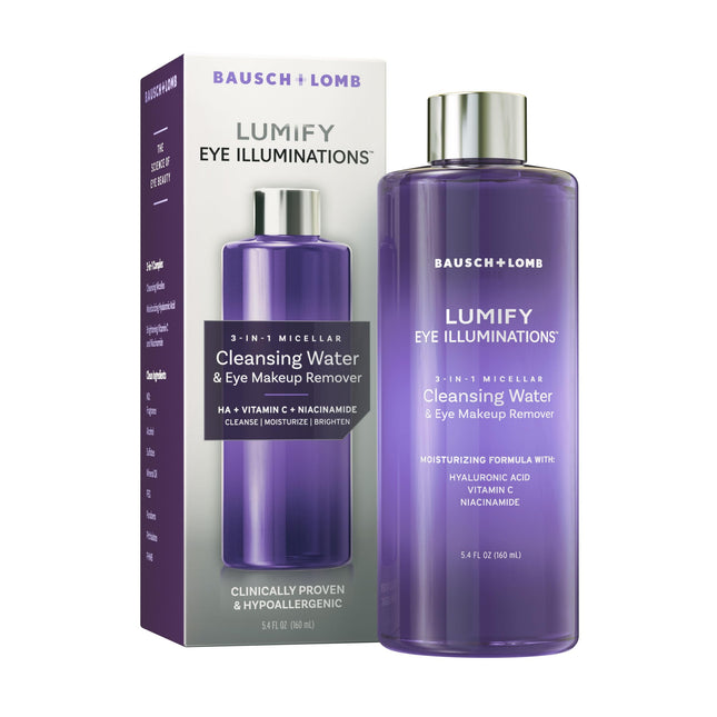 LUMIFY Eye Illuminations Cleansing Water & Eye Makeup Remover, 3-In-1 Micellar W