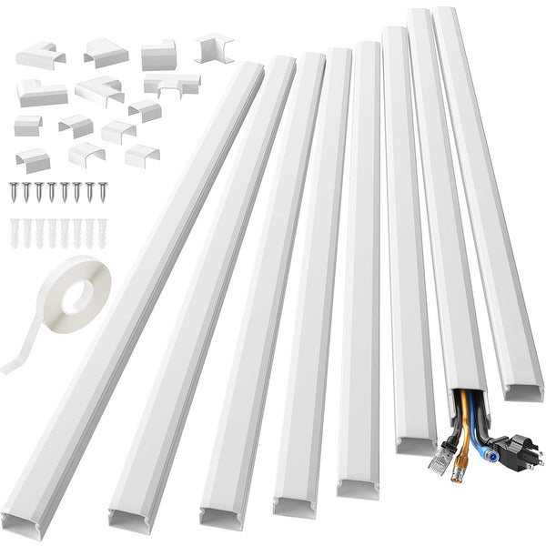Yecaye 125in Cord Hider, Large Cord Covers for Wires on Wall, Cable Management Kit for Mount TVs, Wire Hider Cable Concealer for Home Office,