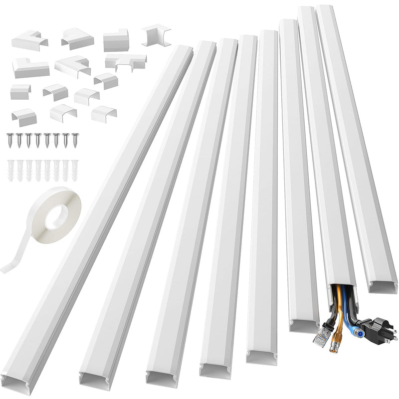 Yecaye 125in Cord Hider, Large Cord Covers for Wires on Wall, Cable Management Kit for Mount TVs, Wire Hider Cable Concealer for Home Office,