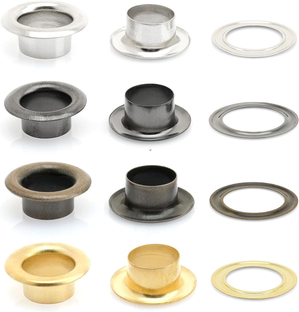 CRAFTMEmore 3/8" (10MM) Hole 100 Sets Grommets Eyelets with Washers for Clothes, Leather, Canvas (Silver)