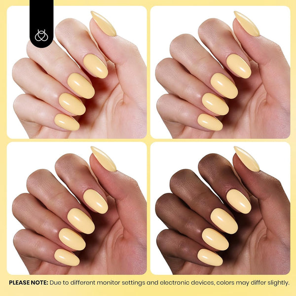Beetles Pastel Yellow Gel Polish, 15ML Hema Free Light Yellow Gel Nail Polish Butter Time All Season Nails Soak Off UV Colorful Bottle Nail Art