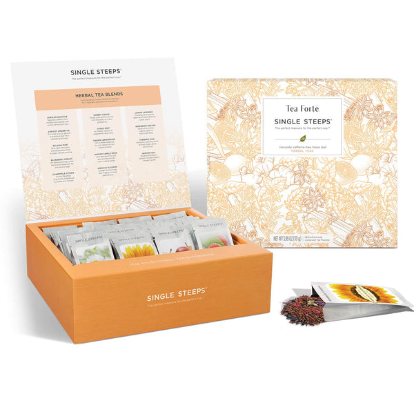 Tea Forte Herbal Tea Assortment Single Steeps Loose Leaf Premium Tea Gift Set Sampler, 28 Count, 2 of Each Assorted Blends Pre-Portioned Single