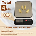 4pcs 1/4" x 1/4" Brass Straight Hex Nipple 1/4" NPT Male x 1/4" NPT Male Thread Brass Pipe Fittings Fast Coupler Straight Pipe Hose Fittings 1/4"