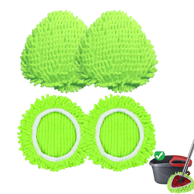 4 Pack Reusable Microfiber Mop Pads Compatible with O-Cedar EasyWring 1-Tank Spin Mop System,Elastic Mop Head Replacement for Deep Clean,Machine